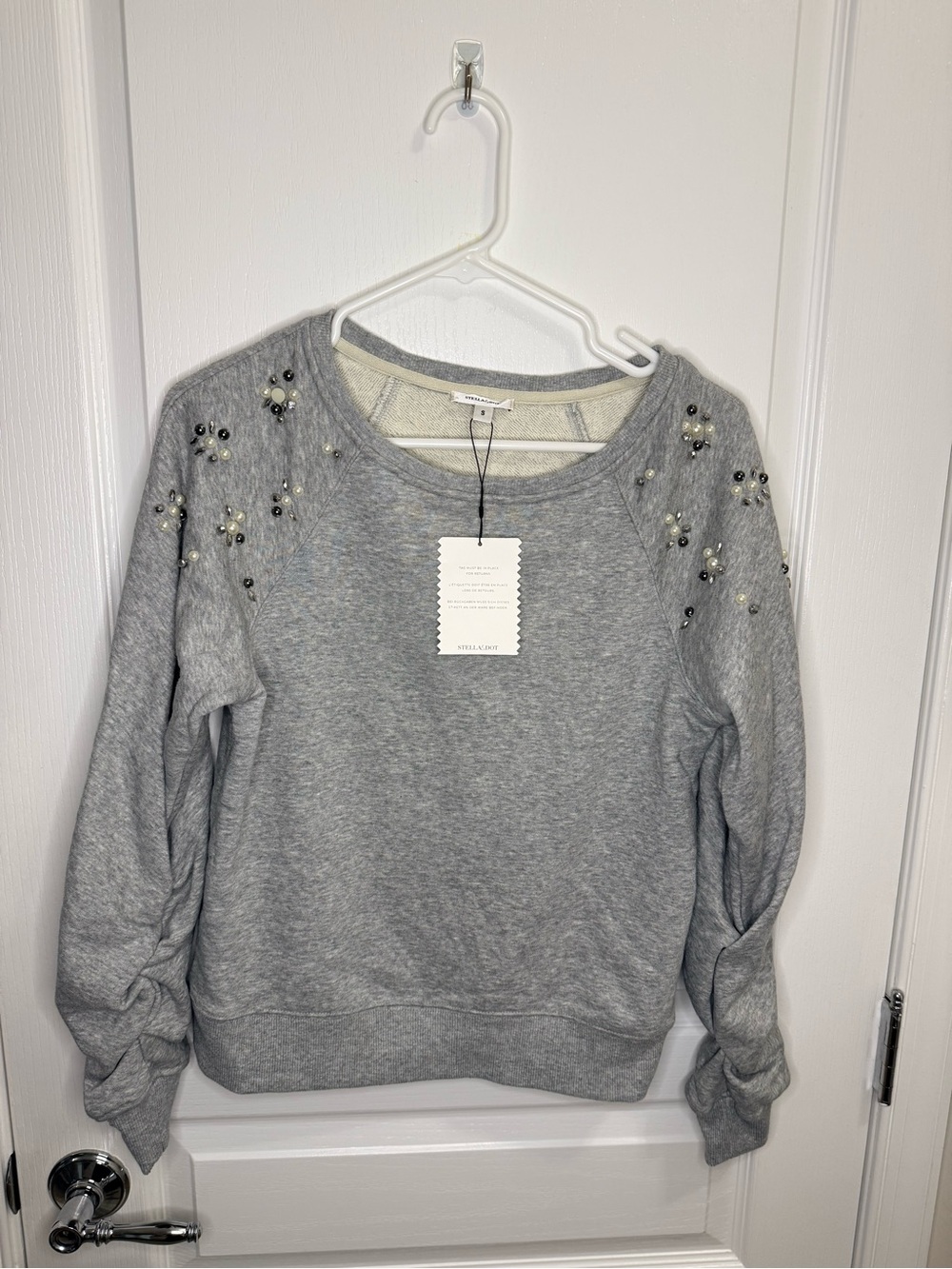 Stella & Dot Gray Women’s Embellished Crewneck Sweatshirt. NWT. Size small